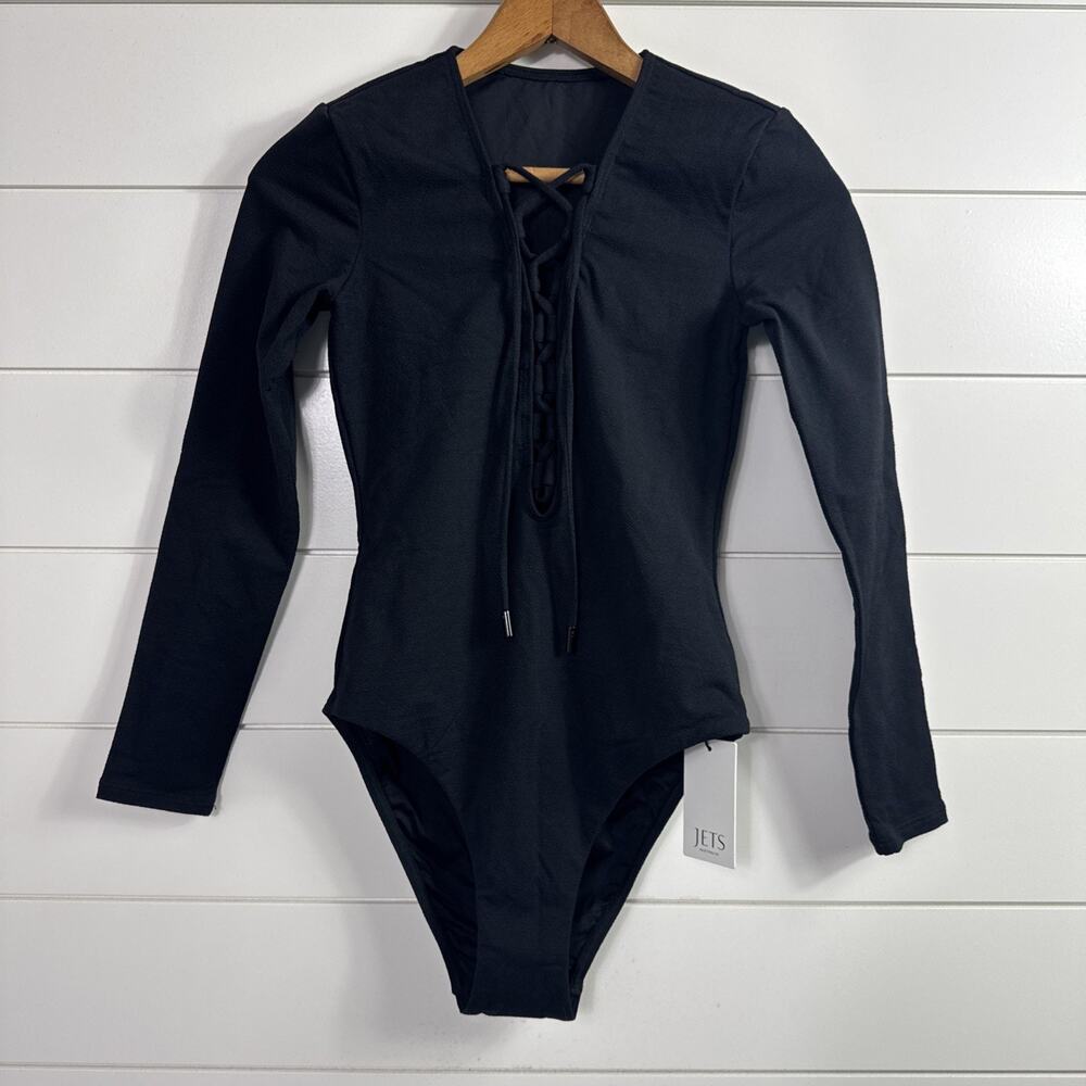 JETS Australia The Front Plunge Surfsuit Swimsuit Long Sleeve Black sz 4